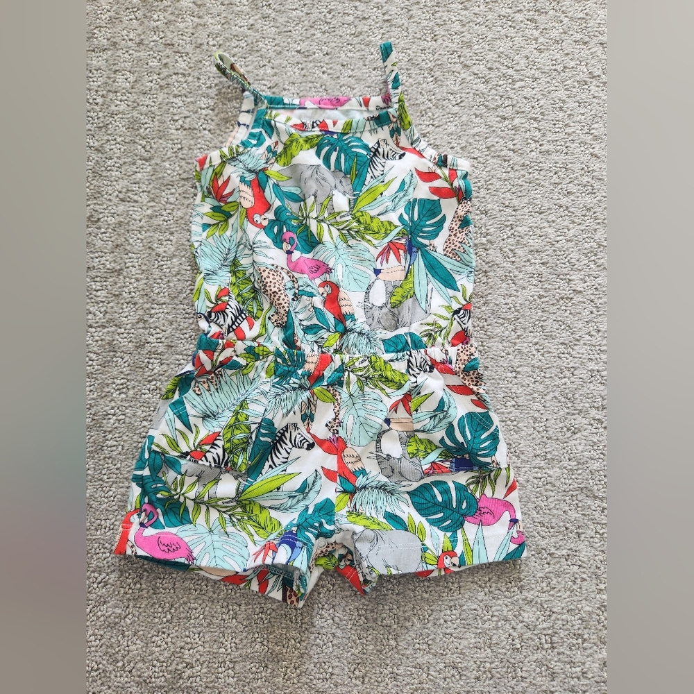 Wonder nation baby girl zoo animal jumper romper with pockets size 12 months